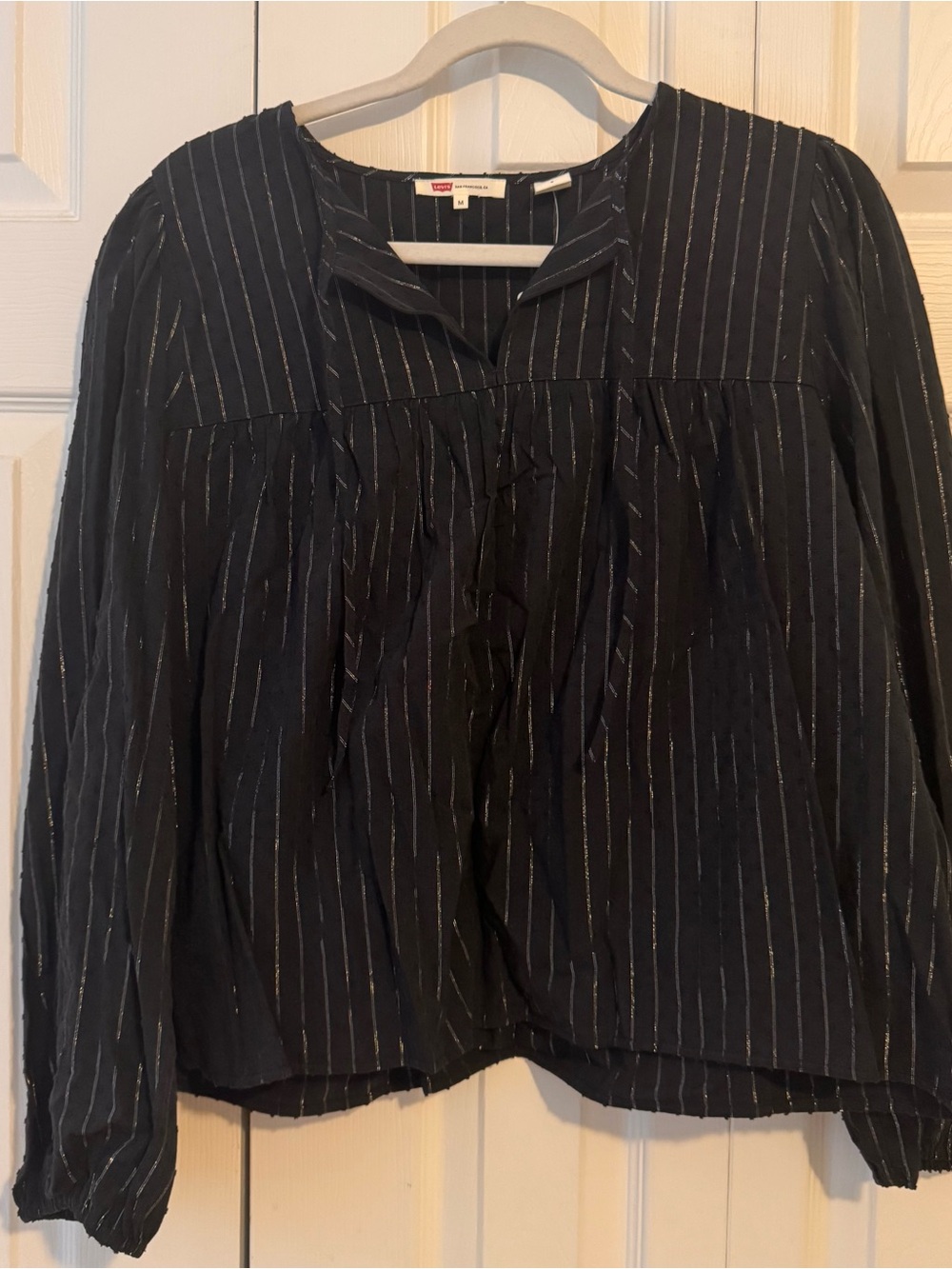 Levi's Blue Blouse with Metallic Pinstripes